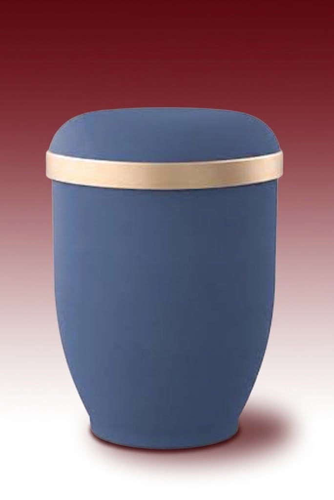 Biourne 2029 – blaue Urne mit breitem Goldband