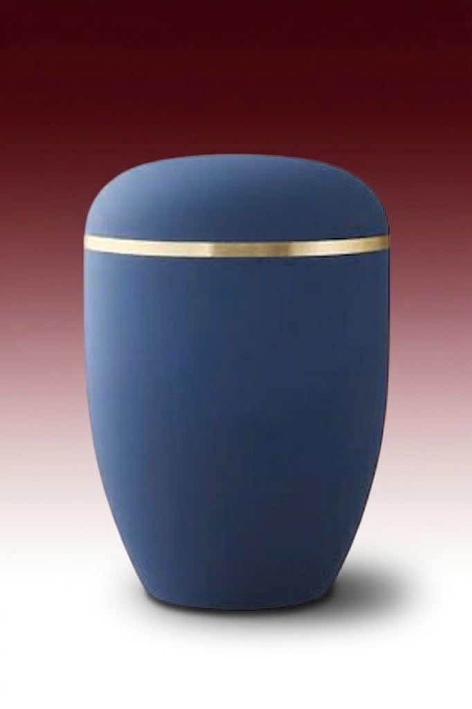 Biourne 2981 – blaue Urne mit schmalem Goldband