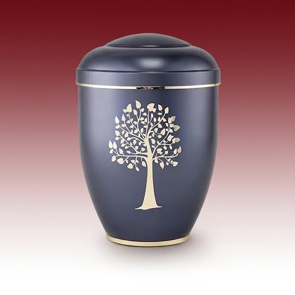 Biourne 3_5907-2 – dunkle Urne mit goldenem Lebensbaum