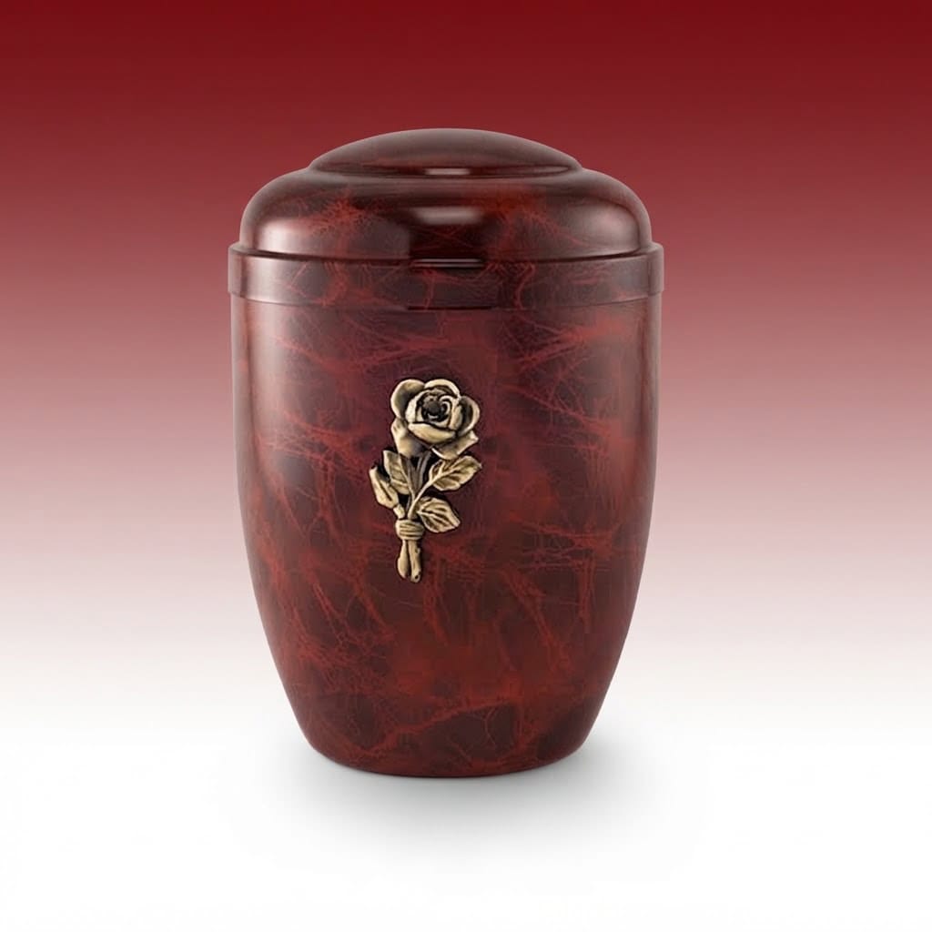 Rotbraune Metallurne 5443-2 mit Rose