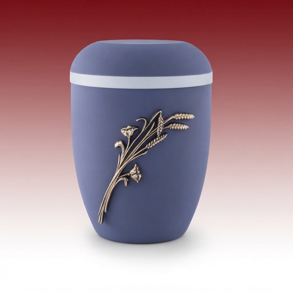 Blauviolette Metallurne 628 mit Blumenmotiv