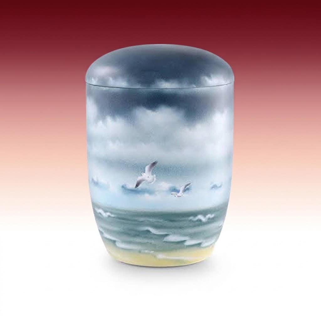 Wasserurne 1020-2 – Urne mit Meer, Wolken und Möwen