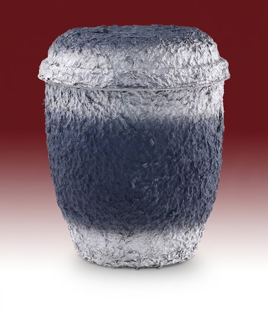Wasserurne 1040OE – blau-silberne Urne mit rauer Oberfläche